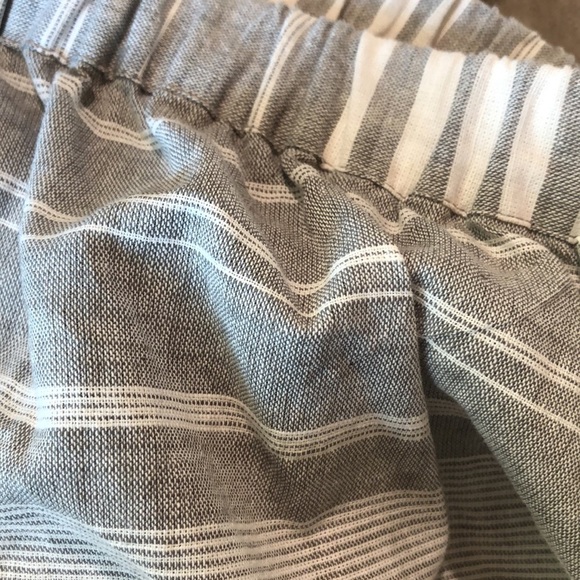Talori off shoulder elastic neckline cotton grey and white stripe 3/4 sleeve M - Picture 6 of 6